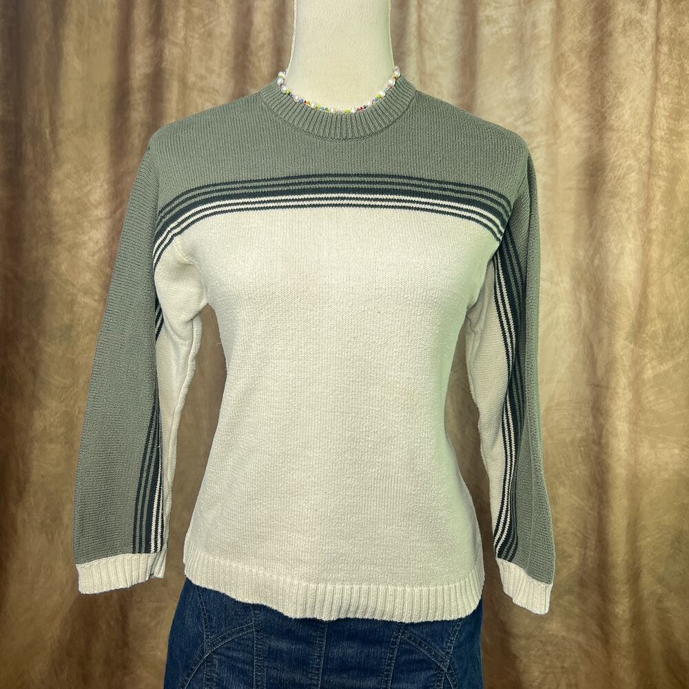 Vintage Striped Sweater 90s Knit Long Sleeve Boxy Cut Skater Streetwear Y2K